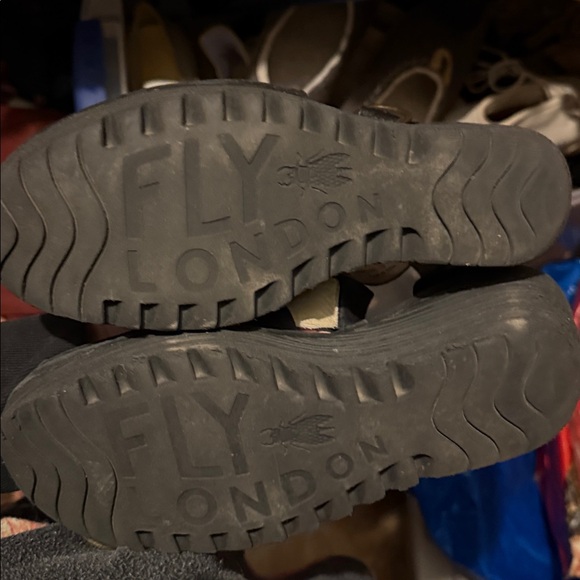 FLY London Black Peep-Toe Wedges - Picture 4 of 4